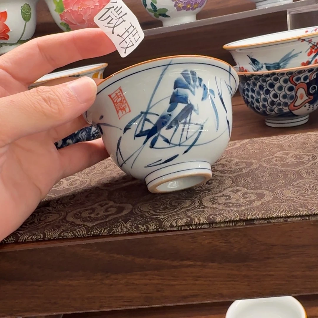 釉下手绘茶具微瑕