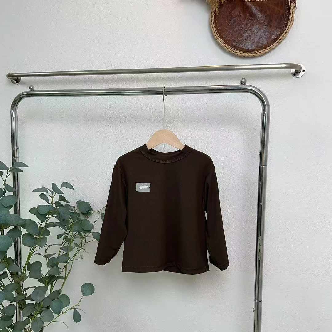 3702帕浅咖啡长袖圆领T恤