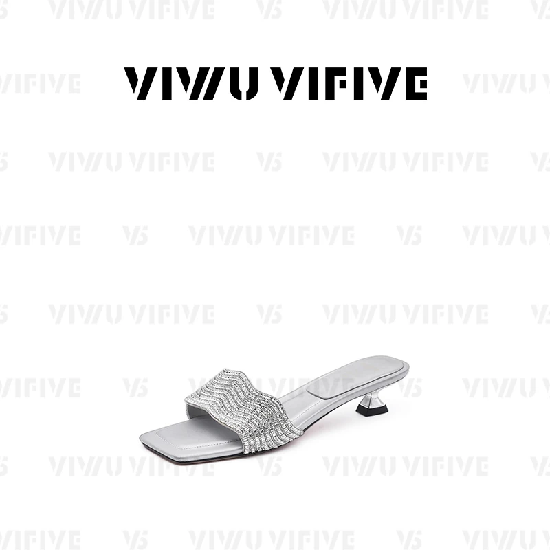 V5 VIWU.VIFIVE「琉影」25新款欧若风真皮水钻面气质女外穿露趾拖鞋
