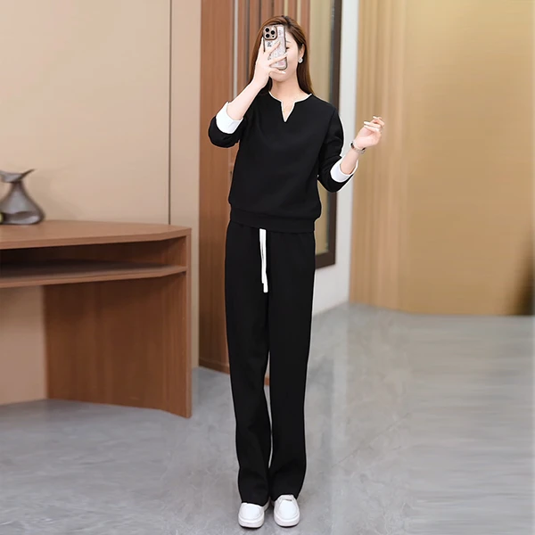 2025春季新款两件套装长袖长裤两件套休闲显瘦时尚运动套装