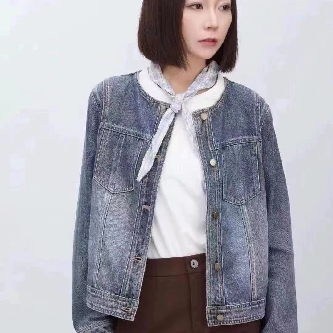 LINGZI圆领长袖短外套