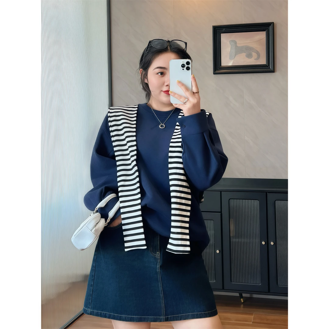 断码捡漏~港风姑娘 / 披肩款卫衣两件套11963花契200斤胖mm时尚