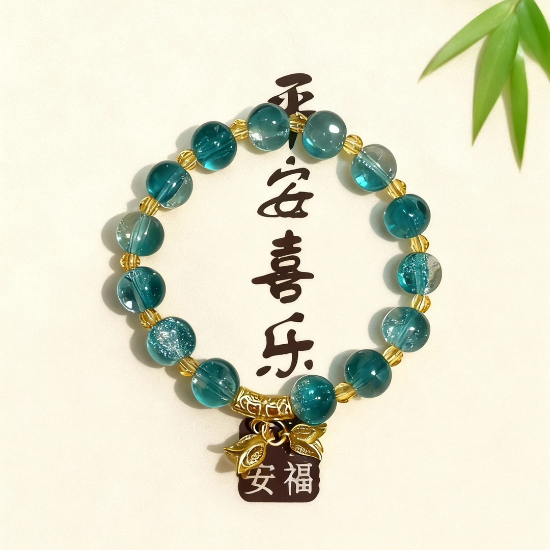 锌合金玻璃手链 纯手工玻璃手串手链送祝福手串礼物平安祈福百搭