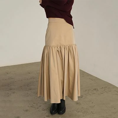 日单贵牌 高腰a字分层拼接 光泽感 挺括 半身裙 长裙52N