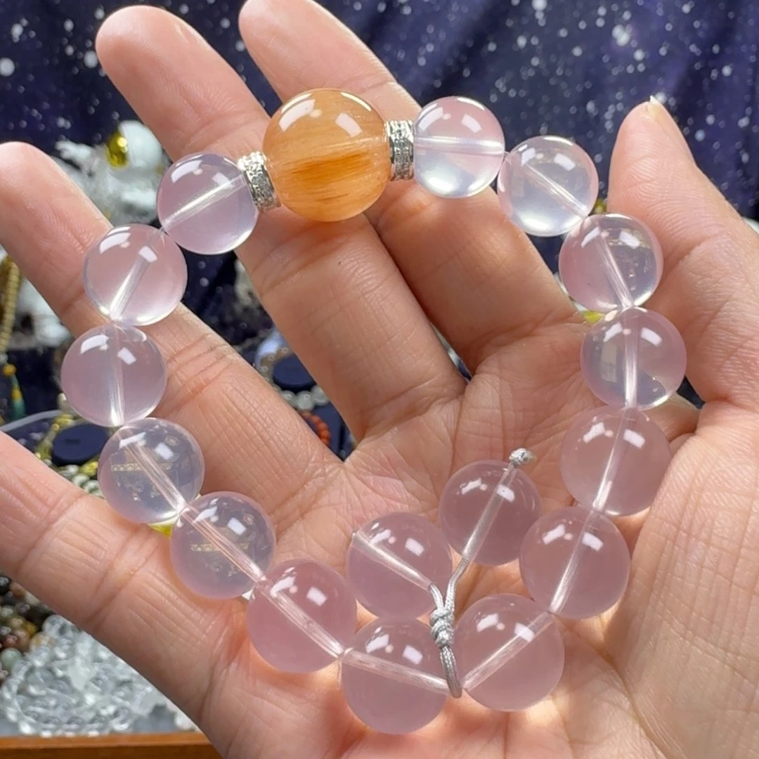 水晶手串未镶嵌?***豚星光粉水晶手串