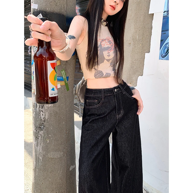 2025春季好货美式高腰阔腿裤新款显瘦慵懒宽松直筒拖地裤潮流