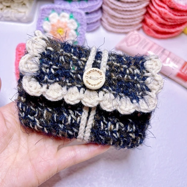 【成品】手混线钩织翻盖卡包零钱包手工编织创意设计礼物送闺蜜女友