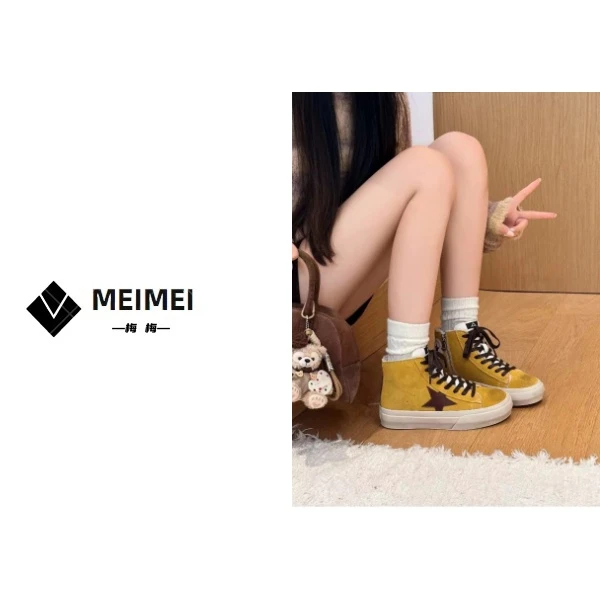 XMM【擦色五角星】时尚百搭高低帮厚底经典帆布鞋保暖休闲7900-855