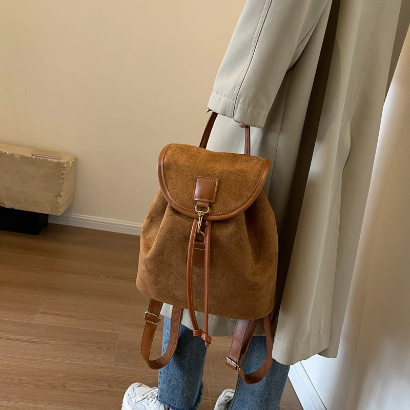 复古风时尚休闲手提小背包女通勤外出收纳女包新款百搭女士双肩包