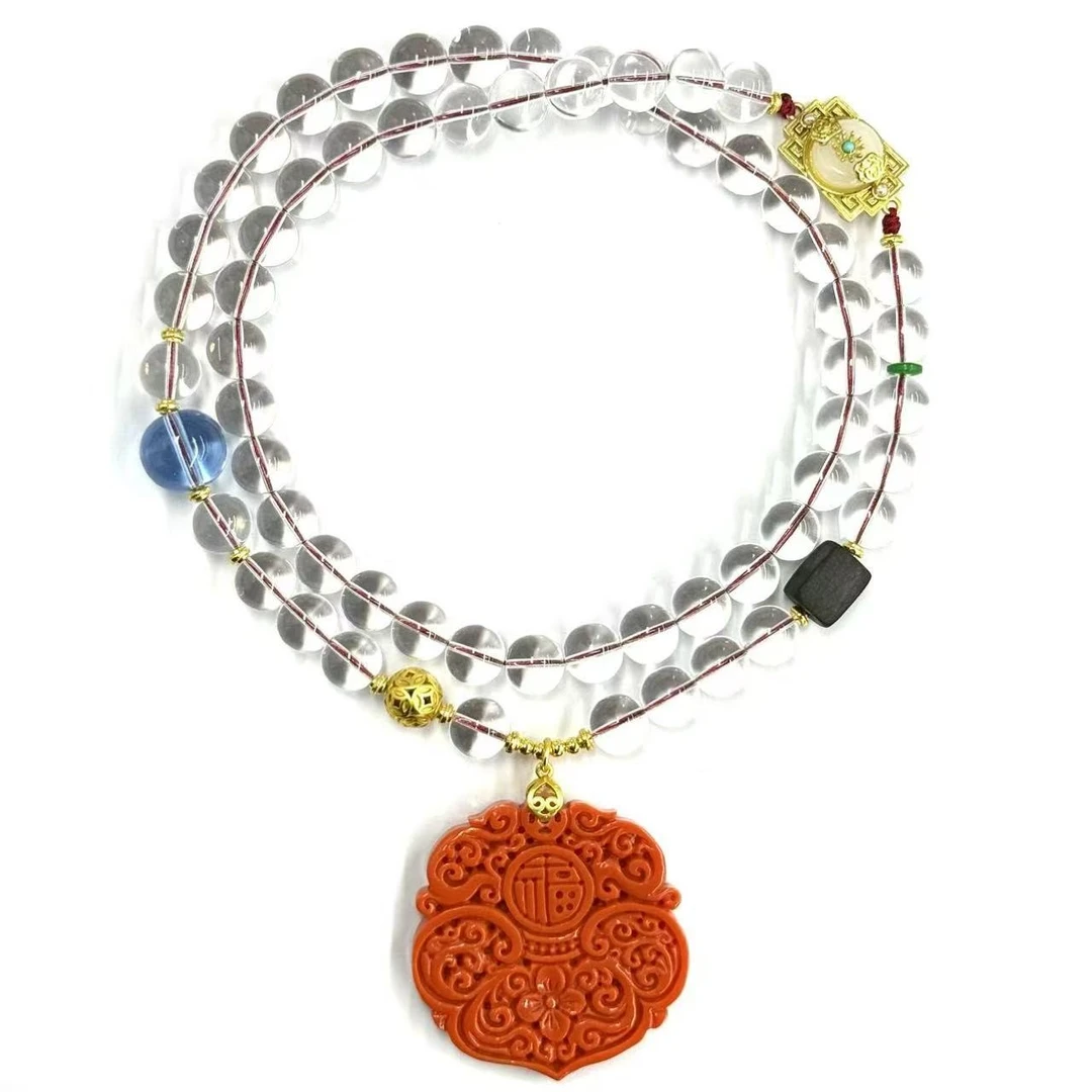 x788-国风气质设计款三姑娘回纹福牌毛衣链-赠礼盒