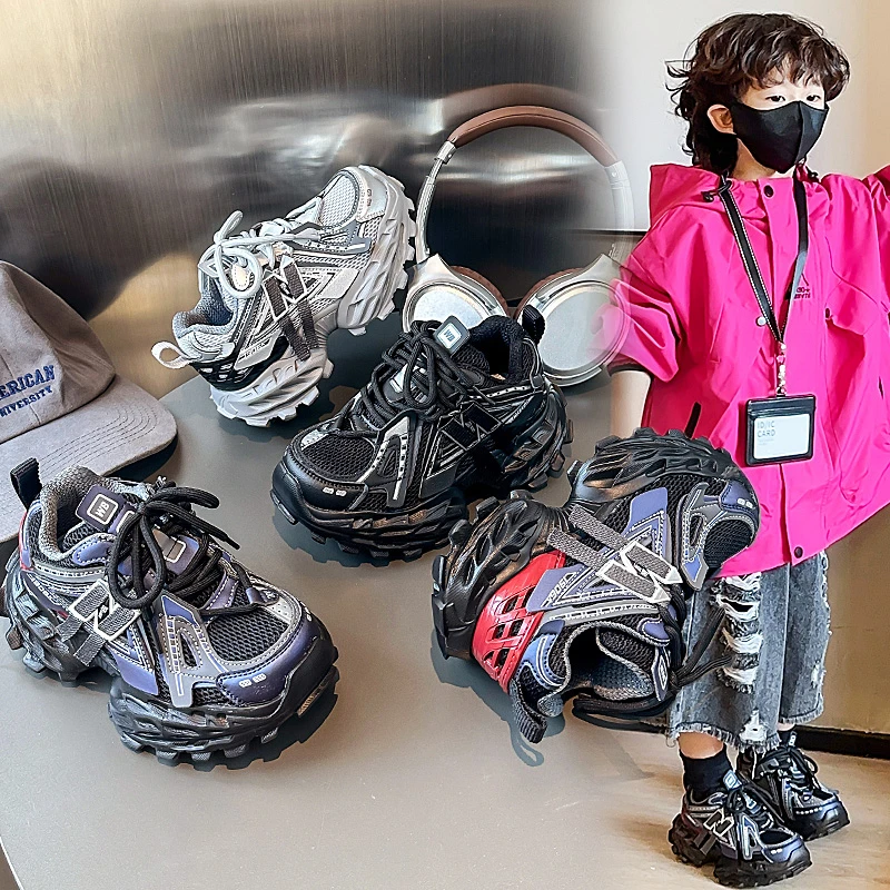 男童女童厚底松糕儿童鞋春秋季炸街痞帅百搭透气休闲运动老爹鞋