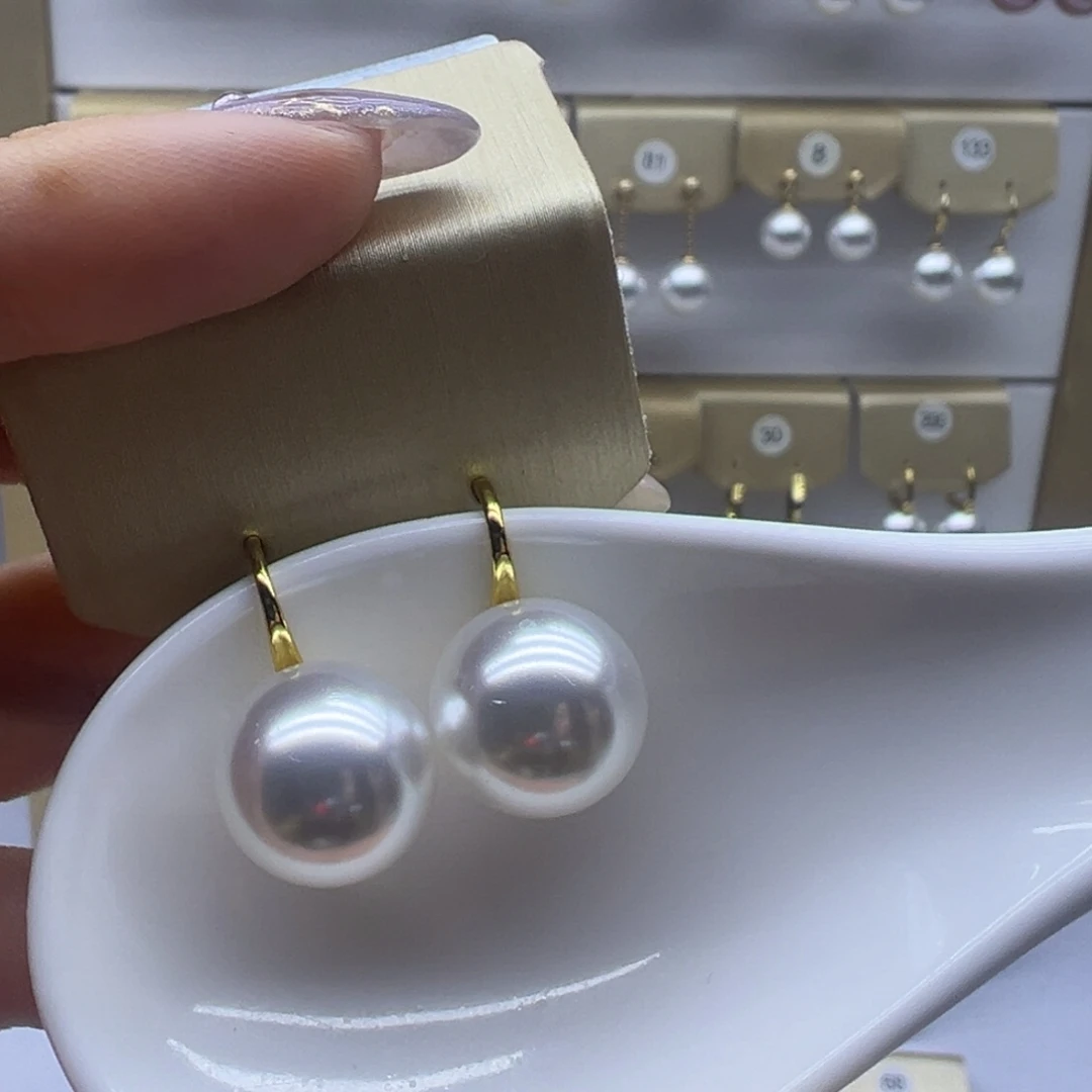 耳饰银S925镶嵌淡水珍珠