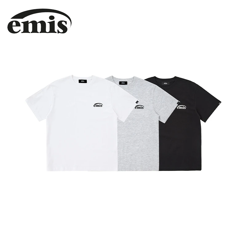 emis短袖三件套A款t恤白色/花灰色/黑色宽松圆领上衣【梦一】