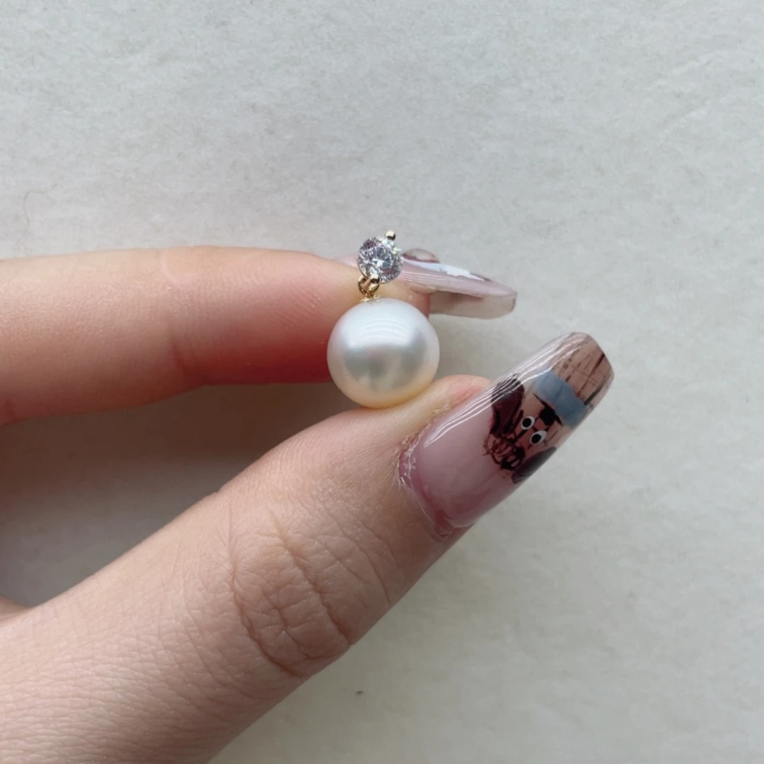 海水珍珠18K金镶嵌吊坠(不含链)A30