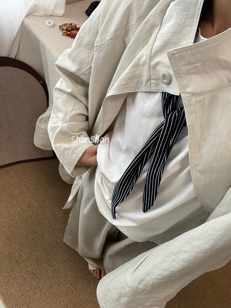立领中长款风衣外套 简约日常通勤阔版宽松