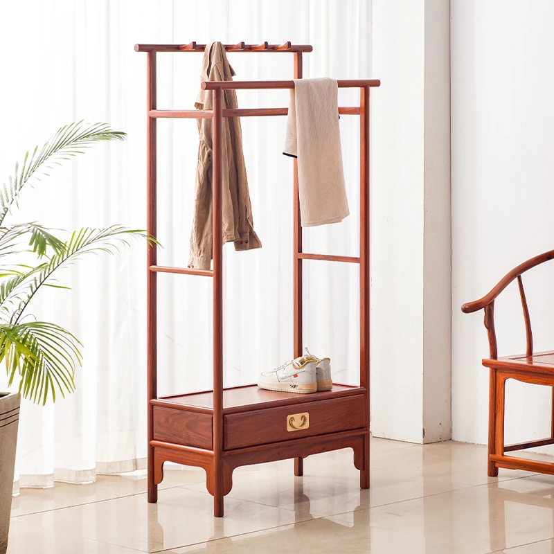 花梨木落地衣帽架新中式立式实木家用茶室挂衣架卧室刺猬紫檀衣架