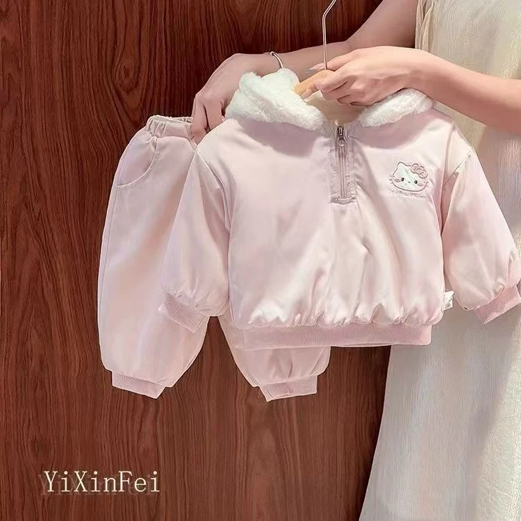 【宝藏单品】儿童加绒加厚童套装2025冬季新款女童三层夹棉两件套