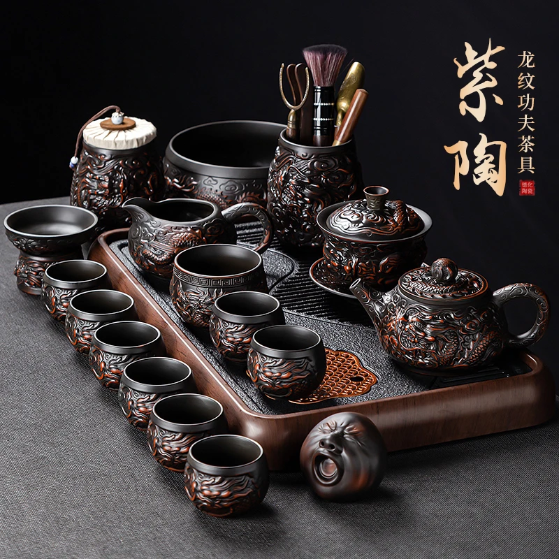 高端全套建水紫陶功夫茶具套装家用盖碗泡茶壶茶杯专用2025新款