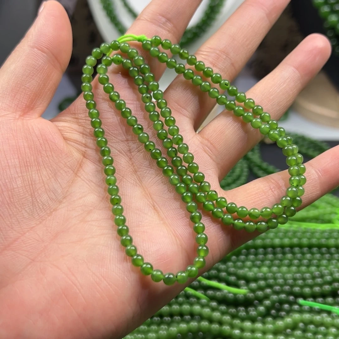 和田玉（碧玉）未镶嵌颈饰卡4长链