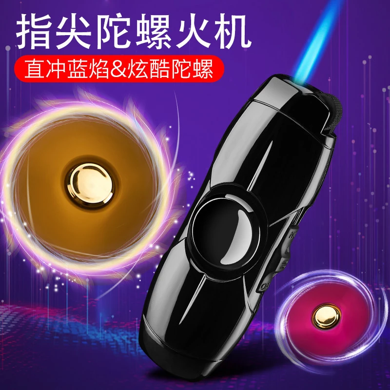 A新款601直冲指尖陀螺充气打火机 创意旋转陀螺防风打火机工厂