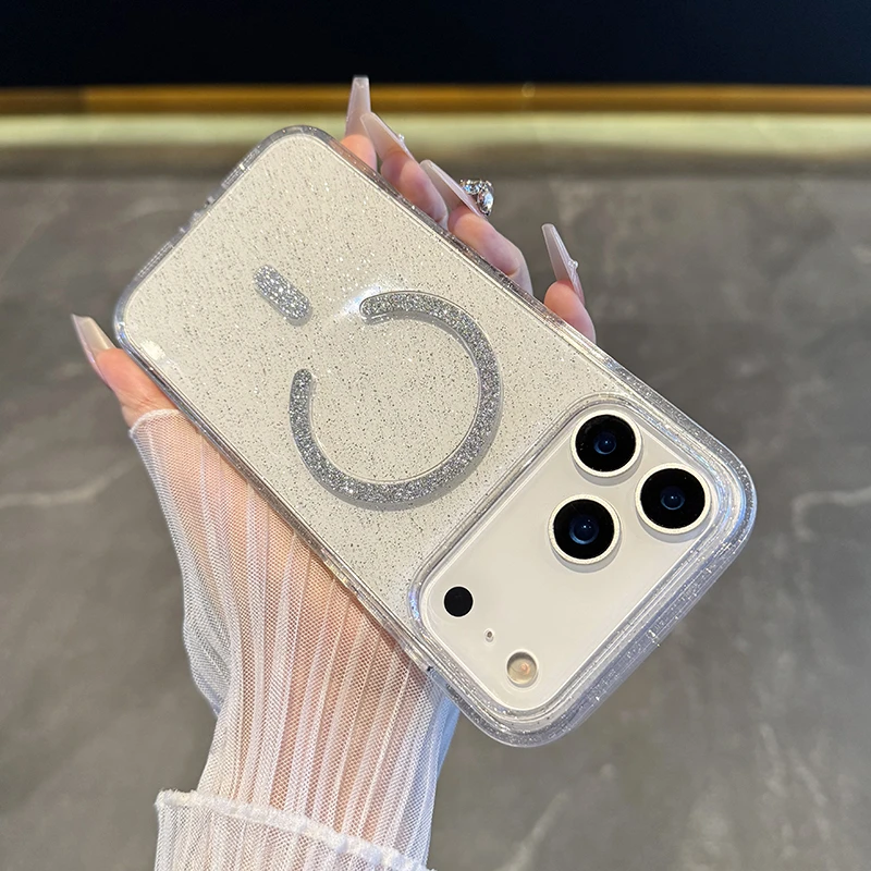 适用于苹果17promax手机壳新款透明闪粉iPhone17磁吸16全包15防摔