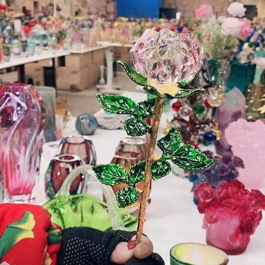 琉璃水晶玫瑰花高24厘米