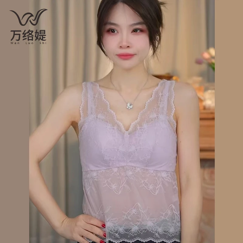 万络媞5260法式时尚优雅性感蕾丝美背透气美背女背心打底内衣