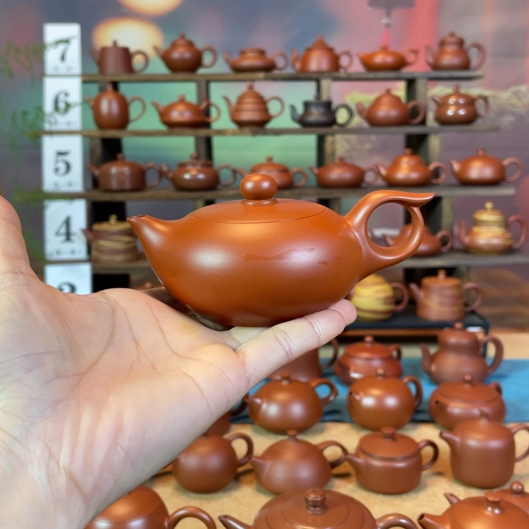茶壶紫砂木**影潮州手工手拉朱泥凤鸣壶