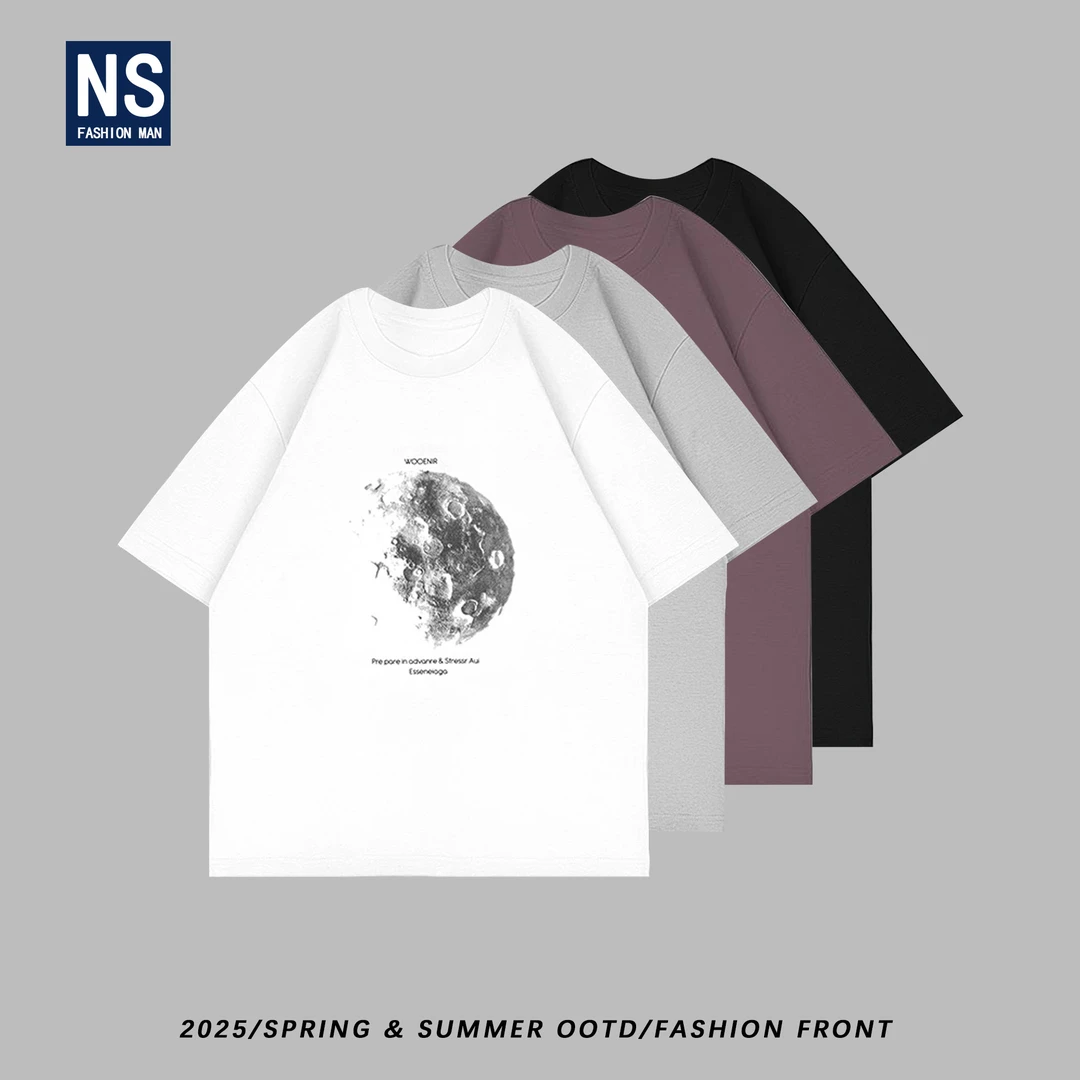 【NS】夏季ins月球系列简约时尚港风薄款圆领短袖T恤72169