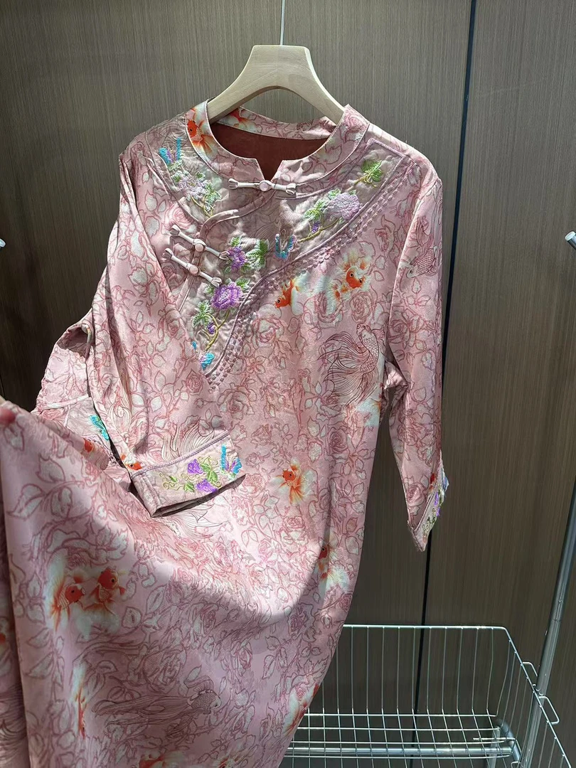 「嫣红」新中式国风时尚气质百搭连衣裙