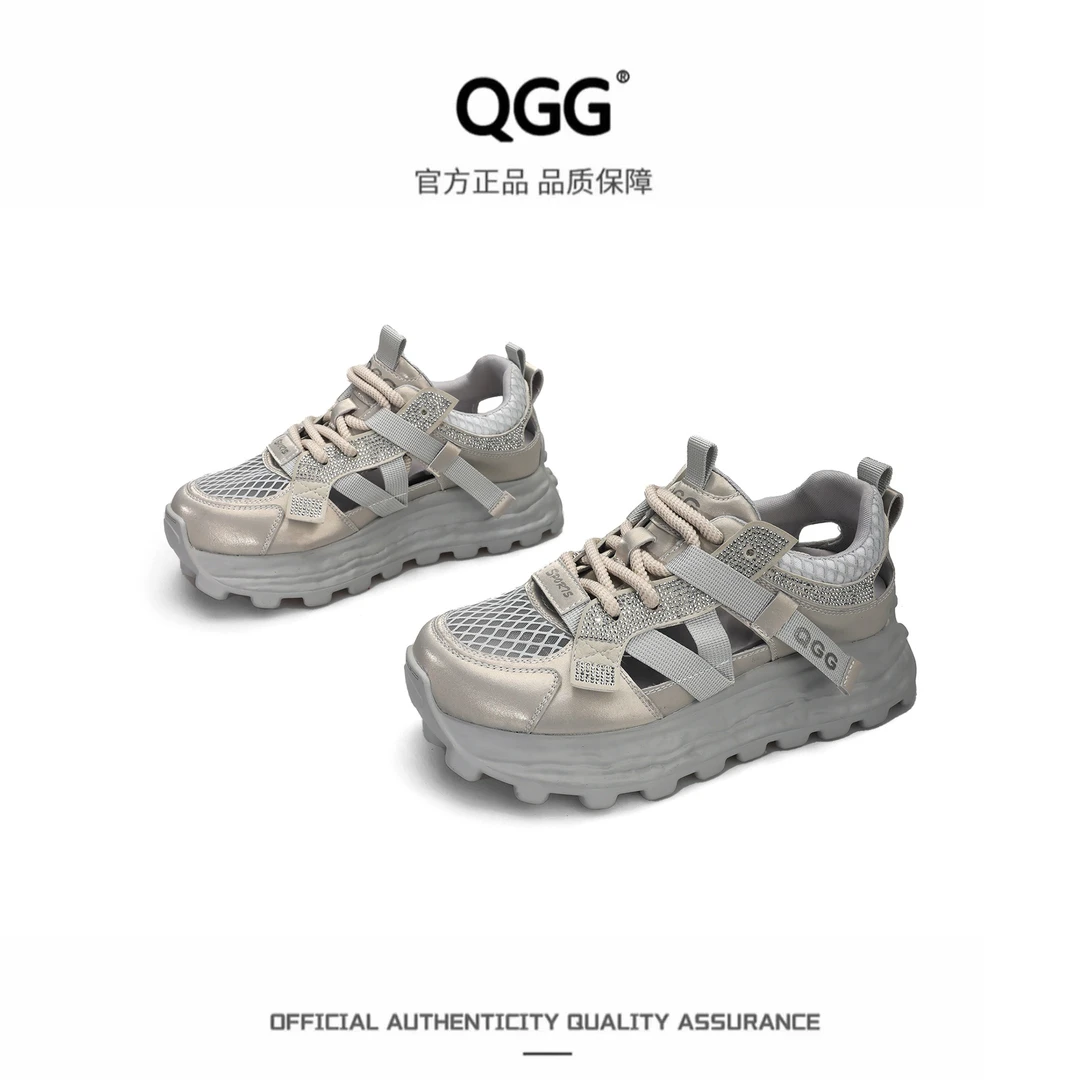 【QGG】增高5.5CM夏季女士新款阿甘鞋透气休闲厚底德训女鞋Q1802