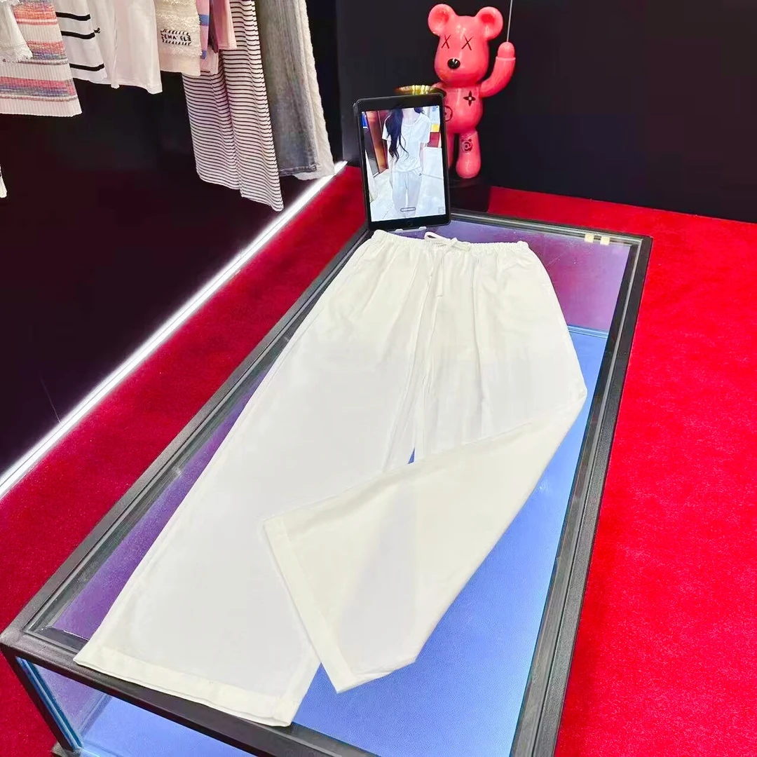 4792 宽松显瘦纯色松紧腰阔腿直筒百搭长裤