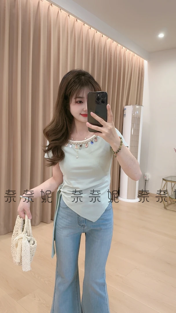 奈奈妮【海盐气泡水】T恤短袖个性夏季时尚百搭穿搭9951