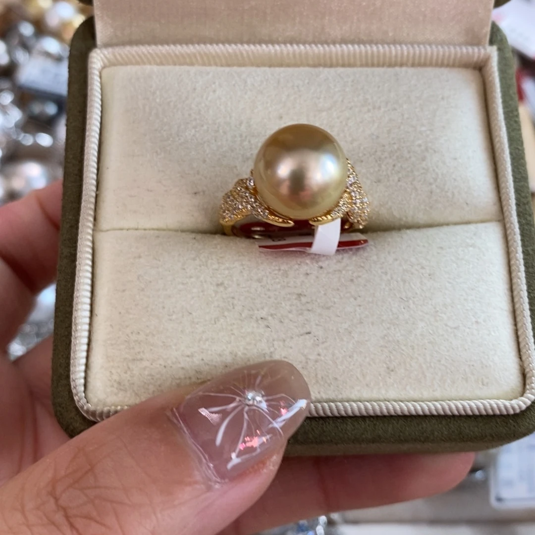 戒圈银S925镶嵌海水珍珠