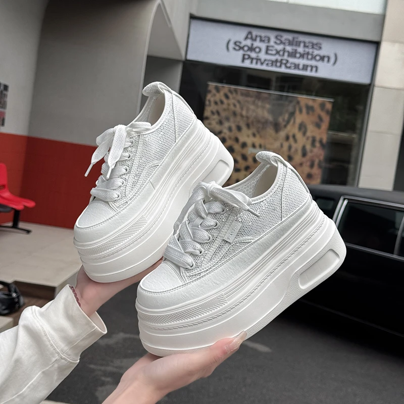 增高9公分厚底小个子时尚透气网面小白鞋2526-18