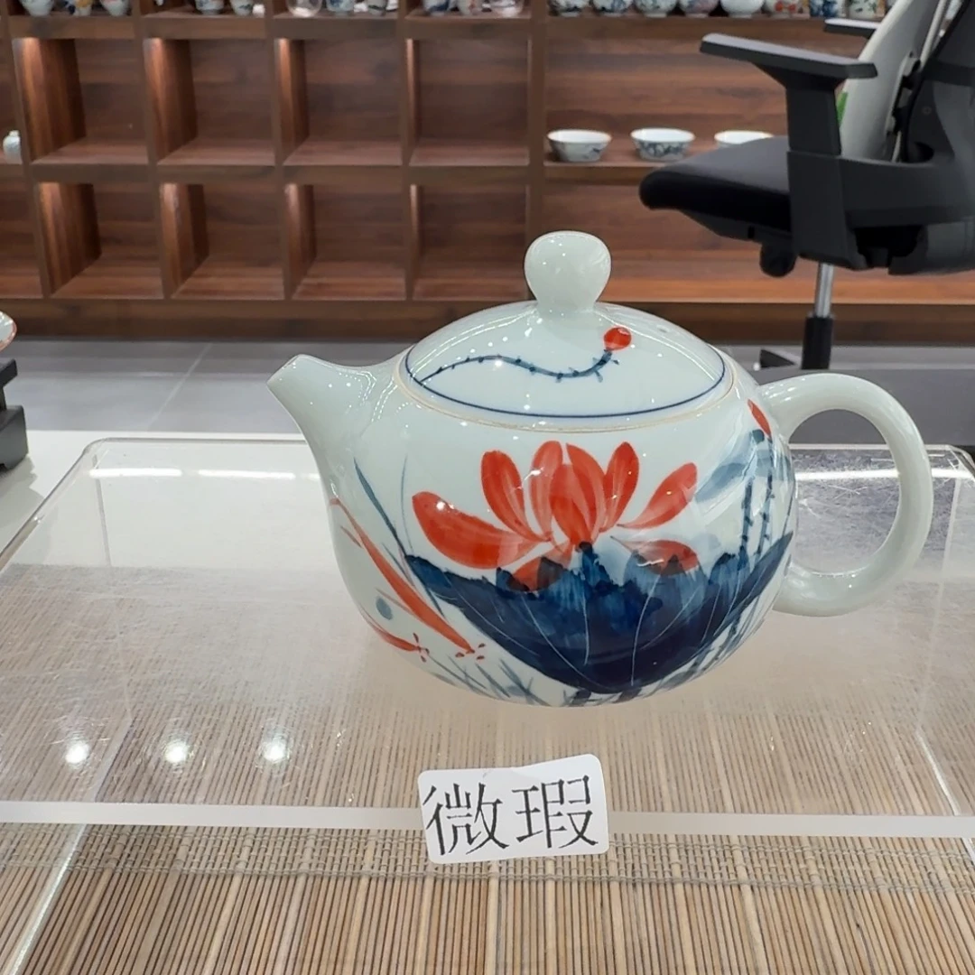 釉下手绘茶具微瑕