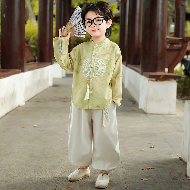 春秋季男童新中式国风小男孩日常百搭唐装汉服古风小少爷中秋表演