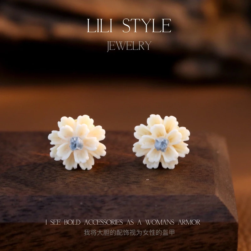 铜合金耳饰 清新可爱雏菊耳钉女甜美花朵耳环百搭日常耳饰K245