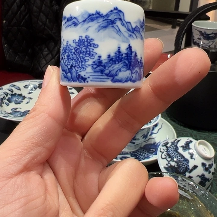 怡琅柴窑手工手绘扳指盖置