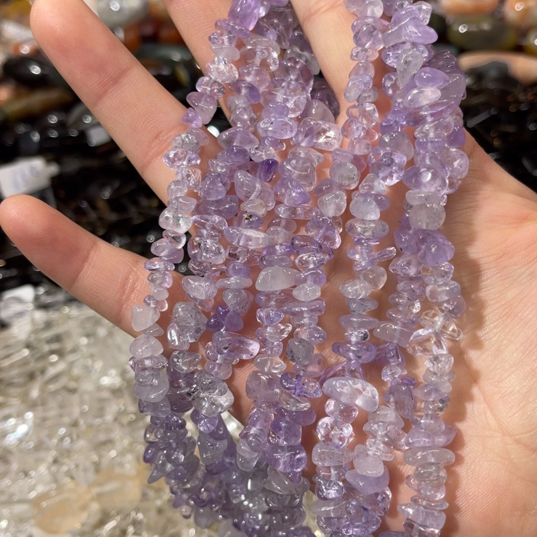 玛瑙/玉髓散珠薰衣草紫水碎石四圈