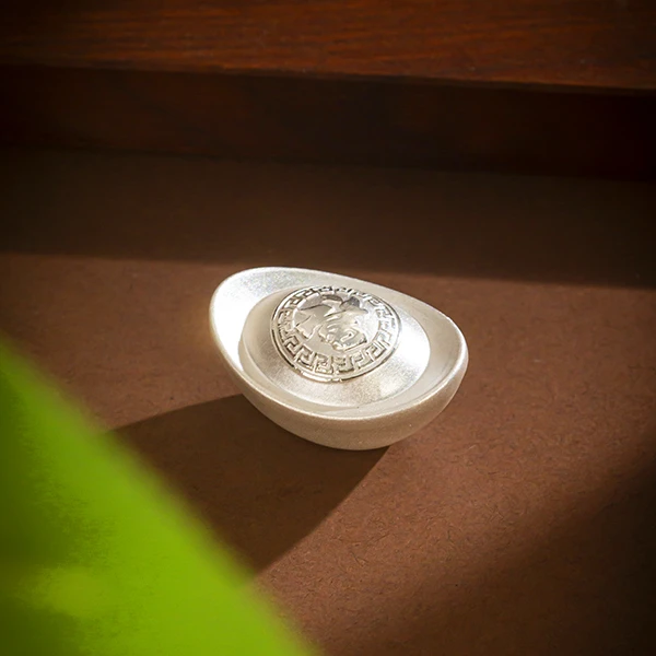 纯银足银投资元宝银条新中式精致款50克999足银实心福字银元宝