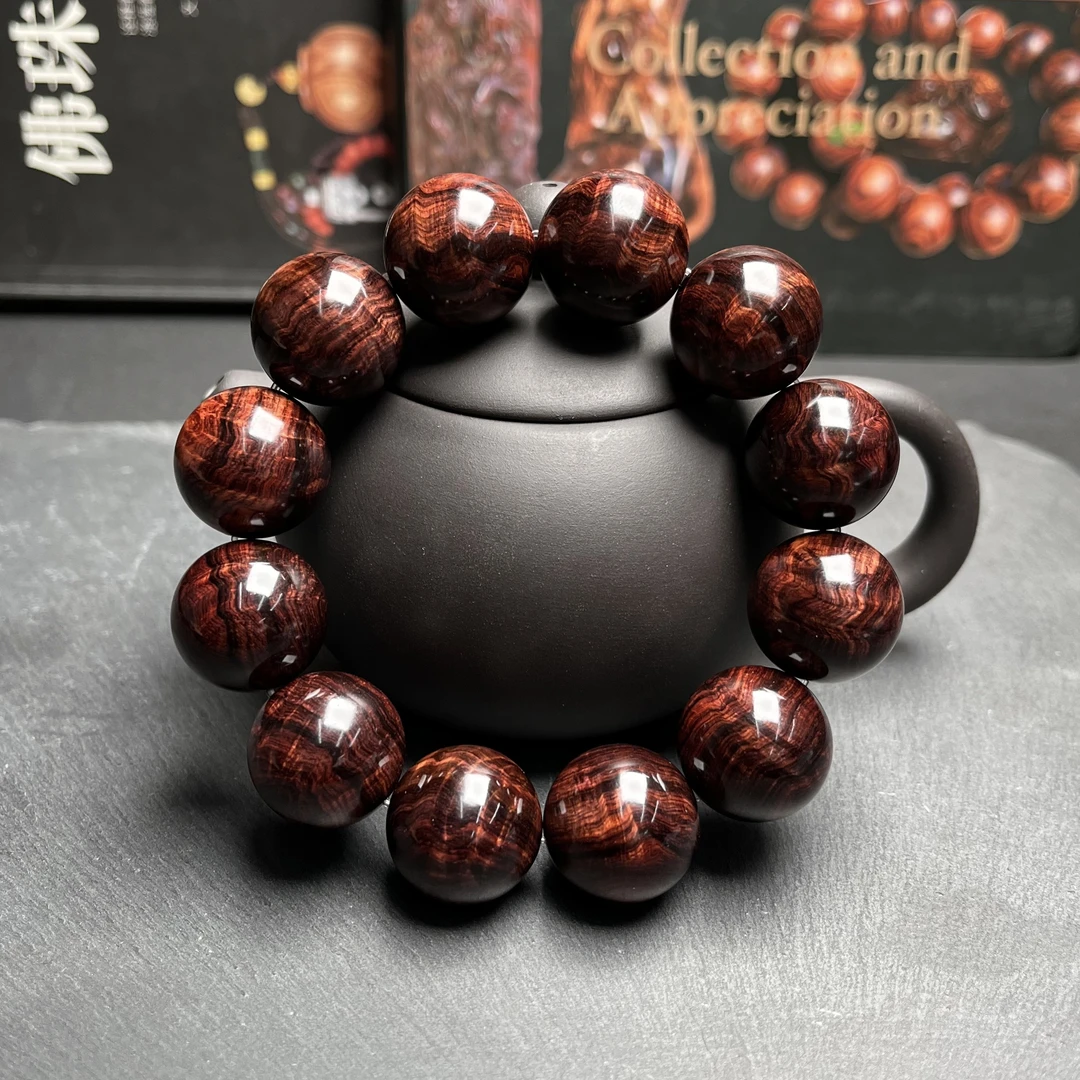 2.0 海南黄花梨 紫油梨 大黑线褶皱水波方便面纹 老料 收藏级