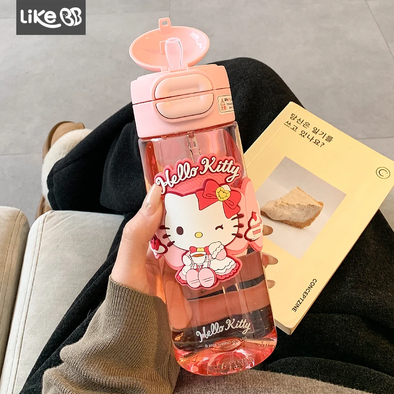 hellokitty可爱水杯女生高颜值带吸管夏日塑料tritan杯子新款2025