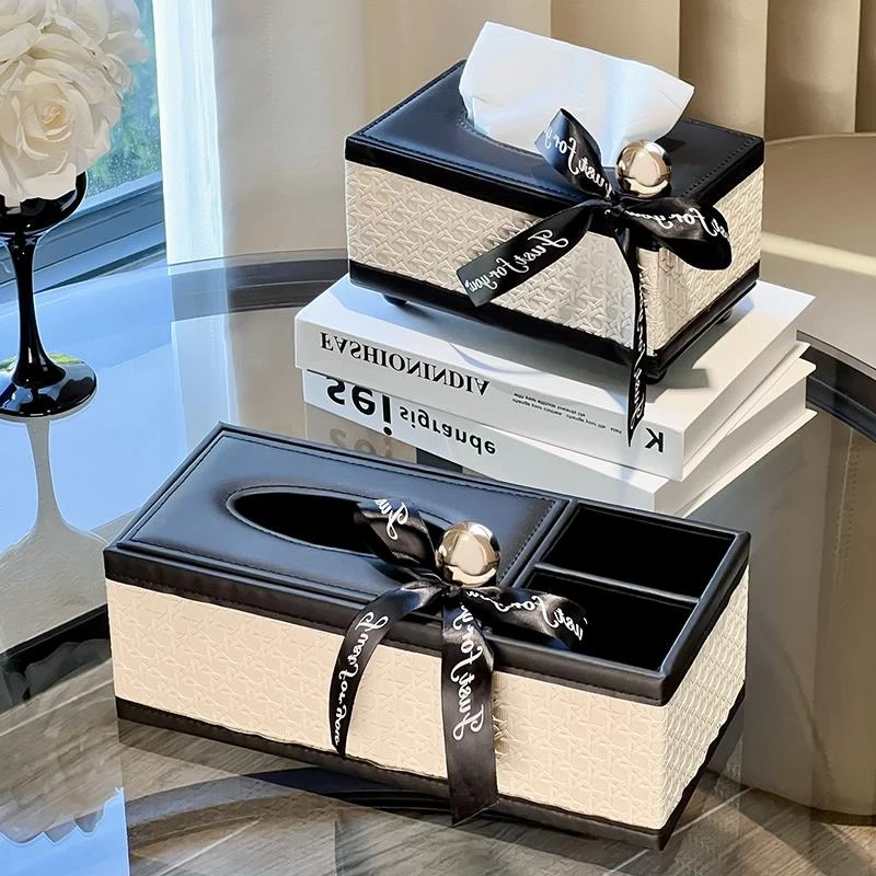 皮革纸巾盒客厅茶几高颜值轻奢风抽纸盒餐巾纸多功能收纳盒办公