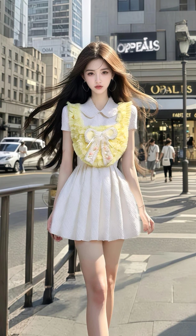 25夏季新款别致设计感短袖高腰白色连衣裙名媛轻奢优雅高级氛围感