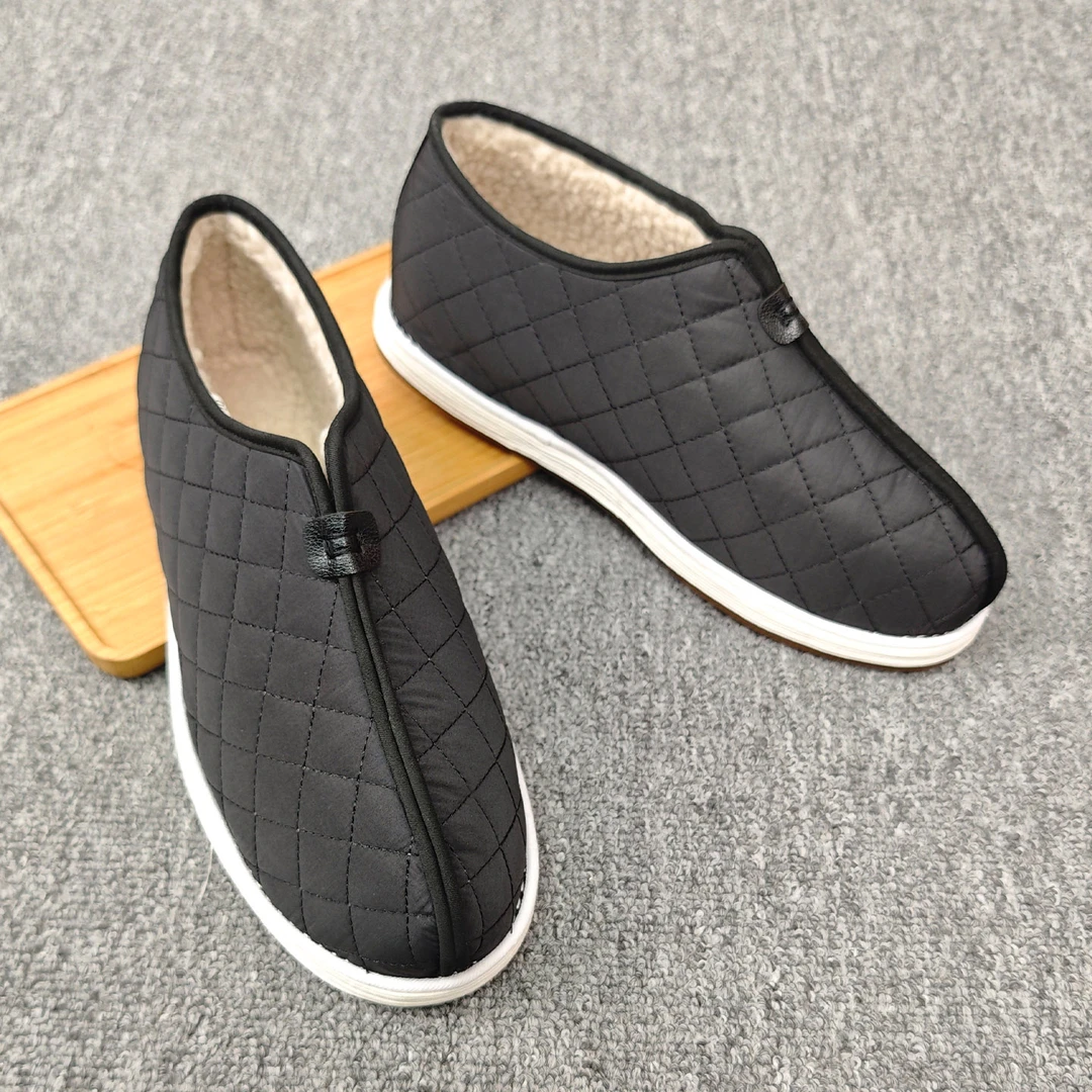 冬季加绒加厚棉鞋老北京布鞋男百搭懒人一脚蹬保暖软底布鞋工作鞋