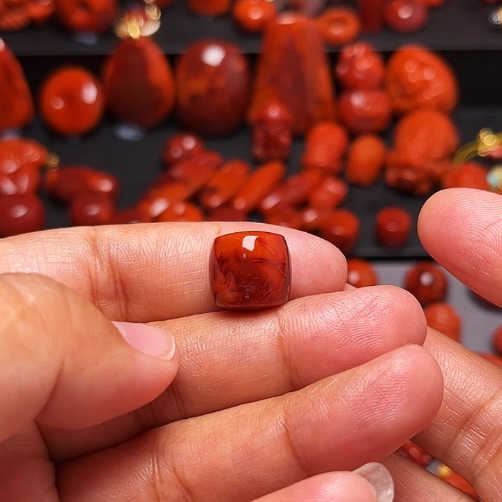 南红玛瑙未镶嵌配饰火焰纹直切13.5mm