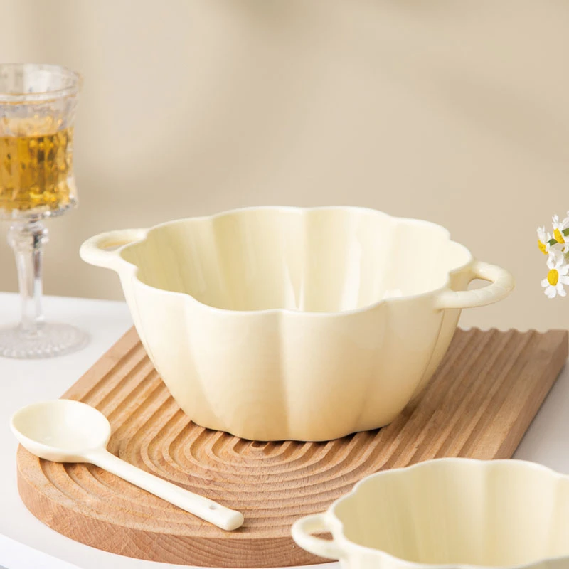 手作大号南瓜汤碗（1个装）奶白