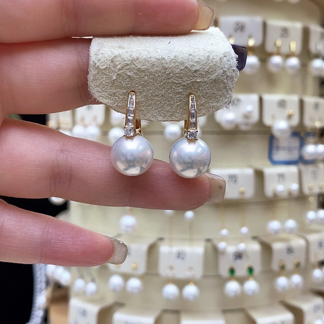 银S925镶嵌耳饰淡水珍珠