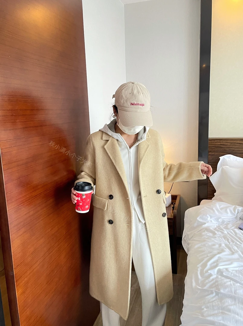 【晓雪专属】羊毛+羊绒小个子中长款显瘦气质双面呢羊毛大衣2506
